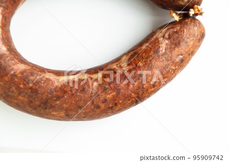 Kangal sucuk made from various spice mixtures used in Turkish cuisine, isolated on white background 95909742