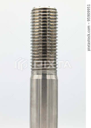 Stainless steel metal with metric A4 bolt, industrial metal part, isolated on white background 95909951