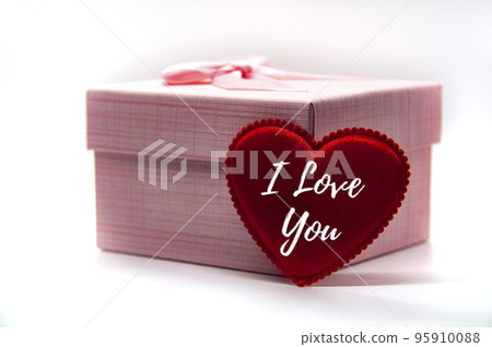 I love you text on heart shape with pink color present on white background. Relationship concept 95910088