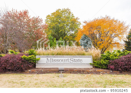 Overcast view of the sign of Missouri State University Overcast view of the sign of Missouri State University 95910245