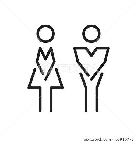 Washroom or restroom WC, man and woman in dress silhouette isolated people human figures outline icon. Vector lady and gentleman toilet, staff change room symbol, gender sex male and female user icon Washroom or restroom WC, man and woman in dress silhouette isolated people human figures outline icon. Vector lady and gentleman toilet, staff change room symbol, gender sex male and female user icon 95910772