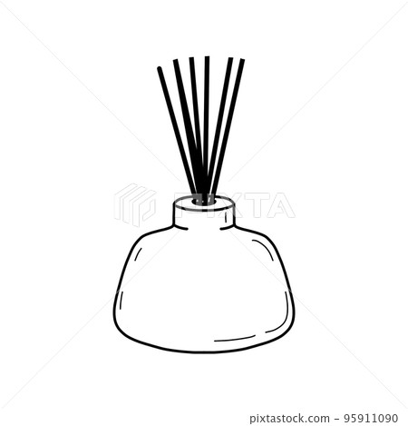 Hand drawn illustration of aroma diffuser. Outline or doodle. Line art for logo, packaging, print. 95911090