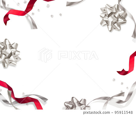 Antique and fashionable simple silver and wine red ribbon frame background illustration material 95911548