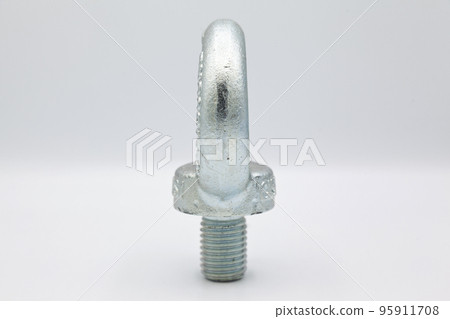 Galvanized metal with metric eye bolt, CE certified in accordance with European standards, isolated on white background 95911708