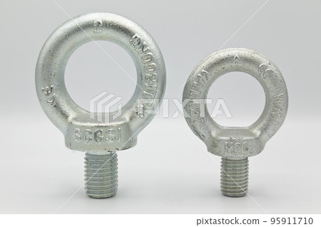 Galvanized metal with metric 20 and 24 eye bolt, CE certified in accordance with European standards, isolated on white background 95911710