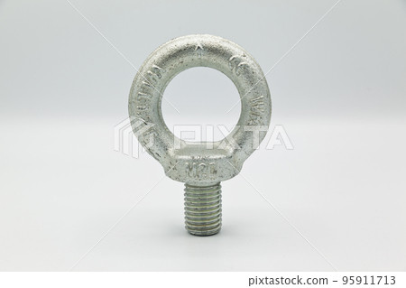 Galvanized metal with metric 20 eye bolt, CE certified in accordance with European standards, isolated on white background 95911713