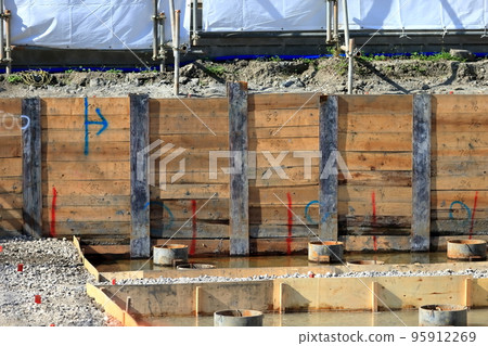 基礎工程圖（H型鋼水平板樁） 95912269