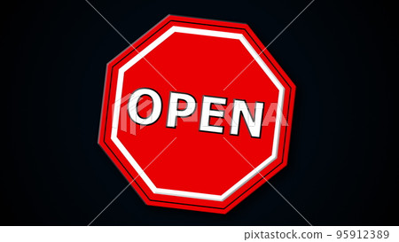 Flat open sign Flat open sign 95912389