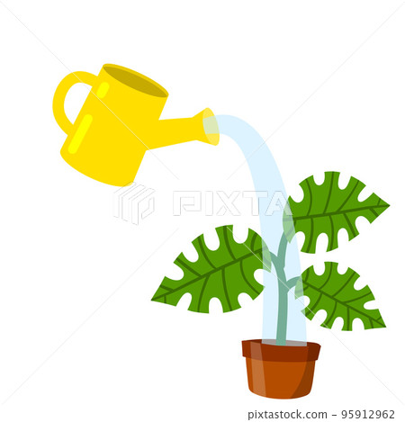 Care for house plant. Yellow watering can Care for house plant. Yellow watering can 95912962