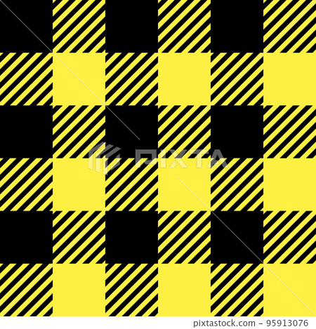Tartan Cloth Pattern. Checkered plaid vector illustration. Simple seamless background of Scottish style for modern designs. For wallpapers, textiles, decorations, and packings. Black and yellow color. 95913076