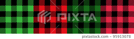 Tartan Cloth Pattern. Set of checkered plaid. Vector illustrations. Simple seamless background of Scottish style for modern designs. Festive design of Christmas. Black, red, and green colors. Tartan Cloth Pattern. Set of checkered plaid. Vector illustrations. Simple seamless background of Scottish style for modern designs. Festive design of Christmas. Black, red, and green colors. 95913078