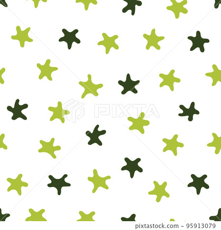 Stars pattern. Seamless vector illustration. Light green and green elements on a white background. Great for backdrop decoration, cards, wallpaper, textiles, fabric, wrappers, additions to the design. 95913079