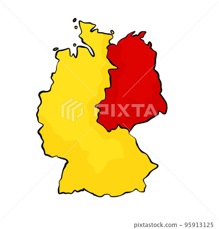 West and East Germany. Historical border of European state in national colors of flag West and East Germany. Historical border of European state in national colors of flag 95913125