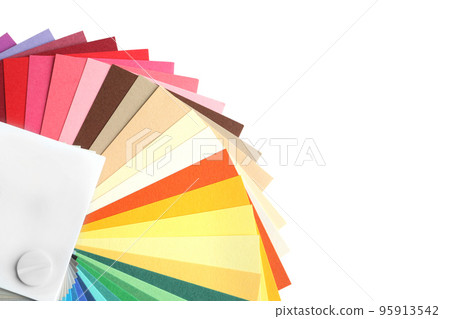 Color palette on white background, top view Color palette on white background, top view 95913542