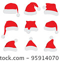 Santa Claus red hat set on white 95914070
