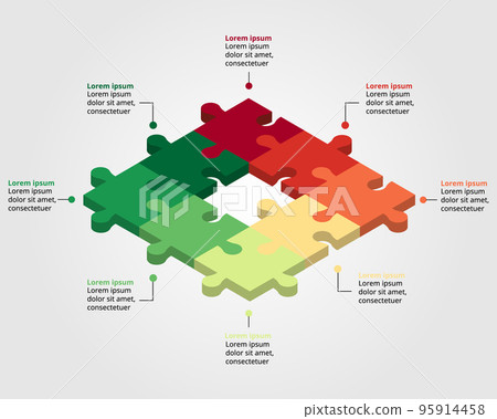 jigsaw graph chart template for infographic for presentation for 8 element 95914458