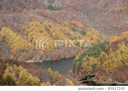 從萬代妻湖線秋葉看小野川湖 從萬代妻湖線秋葉看小野川湖 95917243