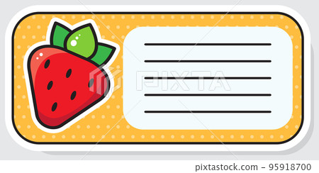 Notebook label. Strawberry cartoon. Baby stickers. Vector illustration 95918700