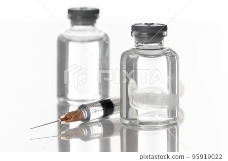Medicine vials and syringes in the laboratory- Health Beauty and medical concepts- Isolated on white background 95919022