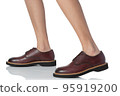 Men wearing leather shoes stepping pose of side view isolated on white background 95919200