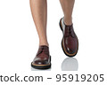 Men wearing leather shoes stepping pose of front view isolated on white background 95919205