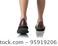 Men wearing leather shoes stepping pose of back side view isolated on white background 95919206