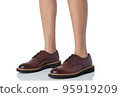 Men wearing leather shoes standing pose of side view isolated on white background 95919209