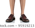 Men wearing leather shoes standing pose of front view isolated on white background 95919213
