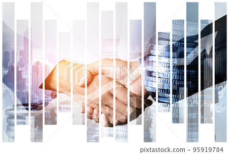 Business handshake on finance prosperity and money technology asset background 95919784