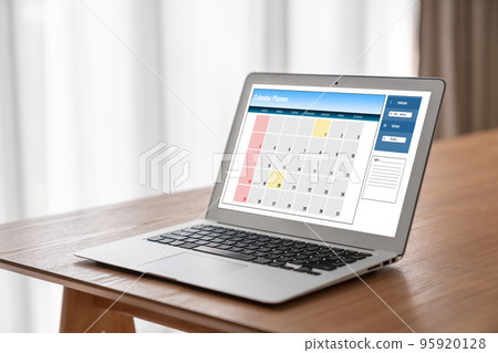 Calendar on computer software application for modish schedule planning 95920128