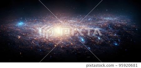 Spectacular digital art 3D illustration iridescent nebula background. Spectacular digital art 3D illustration iridescent nebula background. 95920681