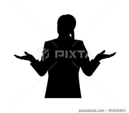 一個女商人採取未知姿勢的剪影插圖 95920841