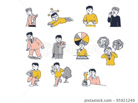 A set of illustrations related to the treatment and prevention of diseases Diabetes and lifestyle-related diseases 95921249