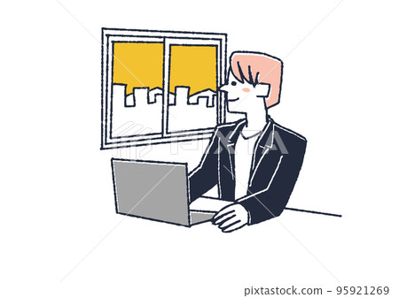 A man looking into the distance and resting his eyes.Illustration about asthenopia and eye disease A man looking into the distance and resting his eyes.Illustration about asthenopia and eye disease 95921269