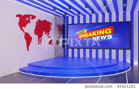 stand and lcd background in the news studio room.3d rendering.	 95921281
