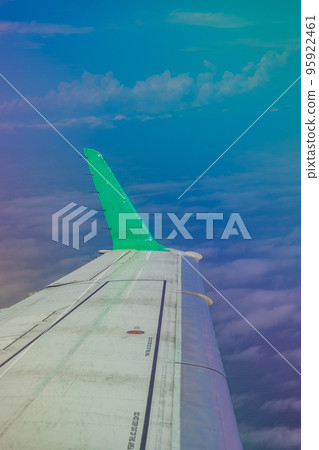 The view from the plane Blue sky, white clouds and wings The view from the plane Blue sky, white clouds and wings 95922461