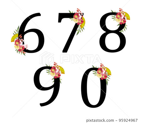 Japanese-style flower and fan decorative letters Numbers 6 to 0 95924967