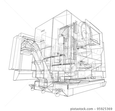 Metalworking CNC milling machine. Vector 95925369