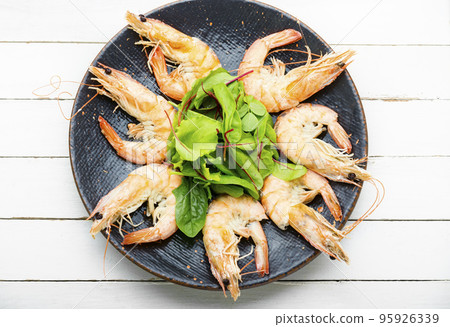 Appetizing boiled shrimp. Appetizing boiled shrimp. 95926339