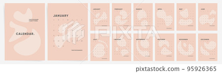 2023 calendar template. Boho style with abstract geometric shapes. 2023 calendar template. Boho style with abstract geometric shapes. 95926365