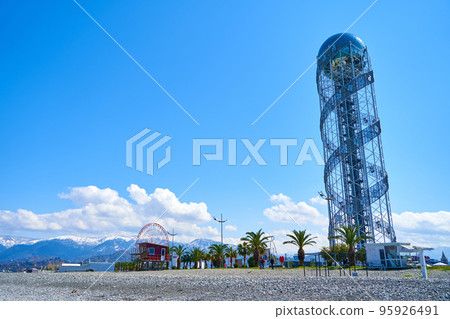 Art object restaurant on the embankment of Batumi. Tower alphabet 95926491
