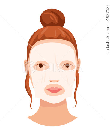 Face skin care. Facial cleaning procedure. Girl cares about her face. Skin care routine, simple woman face facial procedures banner 95927585