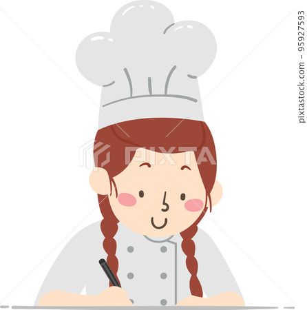 Teen Girl Chef Write Illustration Teen Girl Chef Write Illustration 95927593