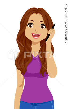Teen Girl Hispanic Call Mobile Phone Illustration 95927637