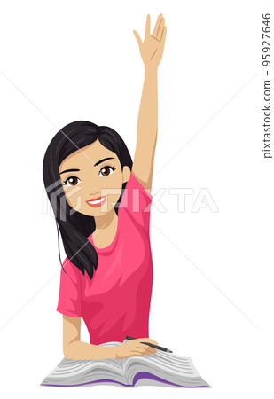 Teen Girl Asian Student Raise Hand Illustration Teen Girl Asian Student Raise Hand Illustration 95927646