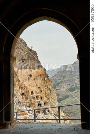 Temple in the ancient historical city carved into the rock Vardzia 95927800