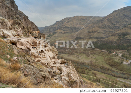 Cultural historical heritage of Georgia. Vardzia is an ancient cave city in the rock 95927801