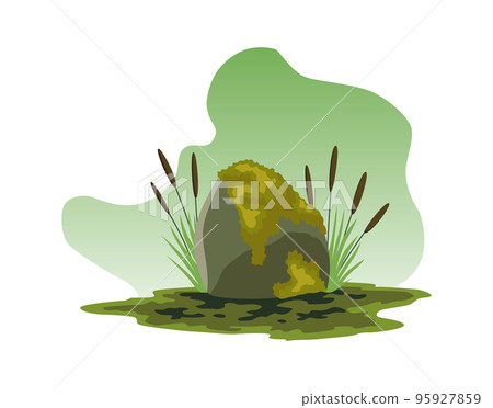 Boulder rock stone. Debris of the mountain. Cartoon stone and elements for game in flat style on color background. Flagstone rocky vector illustration 95927859