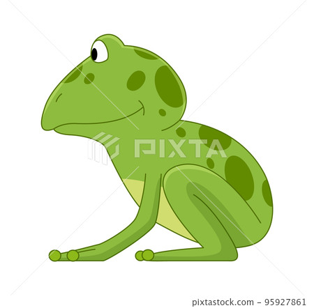 Cartoon frogs Funny cartoon frog. Little amphibia character standing and smiling on white background. Adorable froggy watching Cartoon frogs Funny cartoon frog. Little amphibia character standing and smiling on white background. Adorable froggy watching 95927861