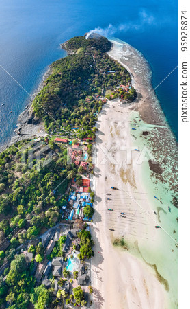 Aerial view of Laem Tong Beach or Laemtong bay in koh Phi Phi, Krabi, Thailand Aerial view of Laem Tong Beach or Laemtong bay in koh Phi Phi, Krabi, Thailand 95928874